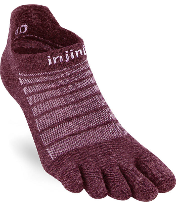 Injinji Run Lightweight No-Show Wool Socks Garnet