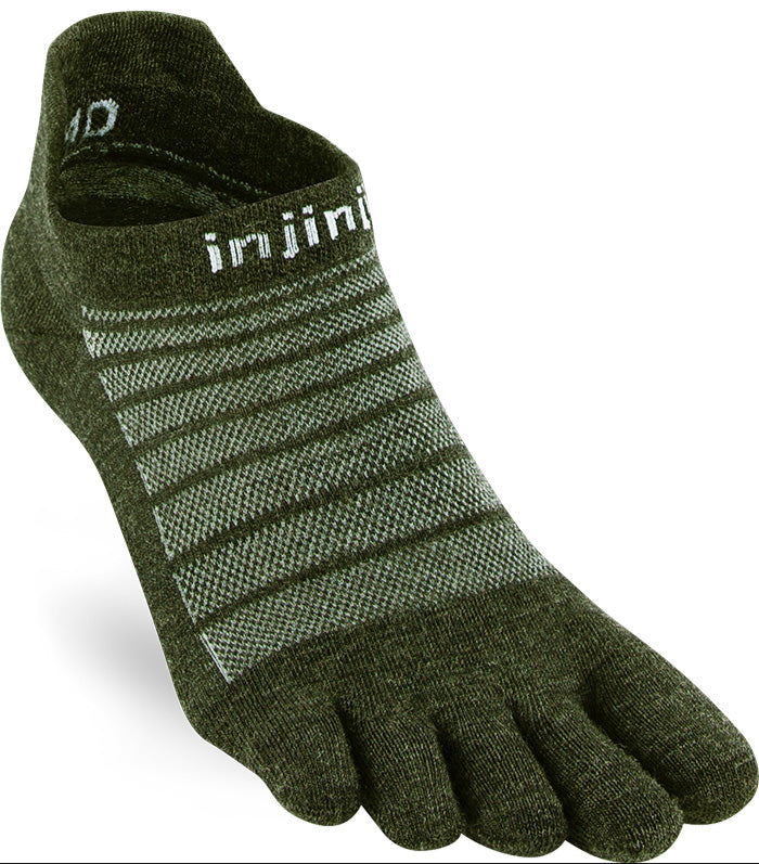 Injinji Run Lightweight No-Show Wool Socks Forest