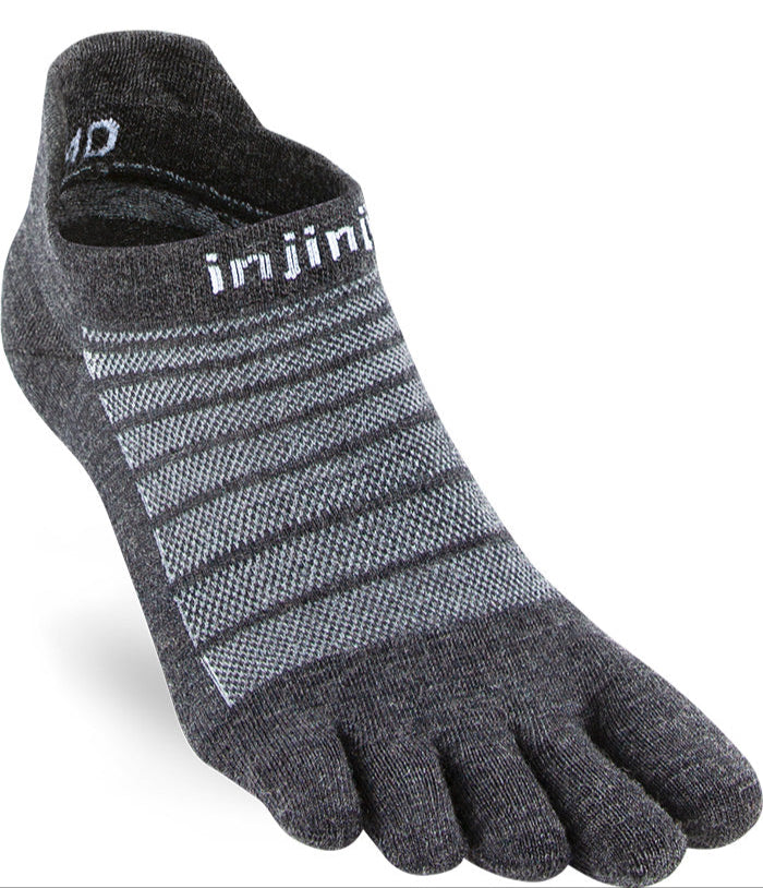 Injinji Run Lightweight No-Show Wool Socks Slate