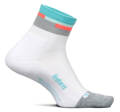 Feetures Elite Light Cushion - Quarter Socks Aquatic White