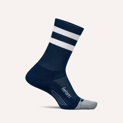 Feetures Elite Light Cushion - Mini Crew Socks Navy High Top Stripe